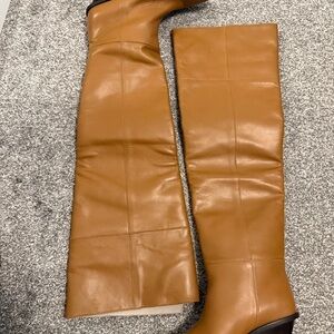 Arket Tan Leather Knee-High Heeled Boots